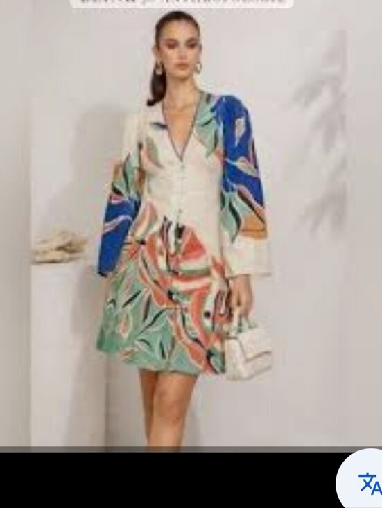 Blink Dresses & Skirts - Blink For AnthropologieBoho Button-Front V-Neck Dress Cream, Blue, Green & Coral